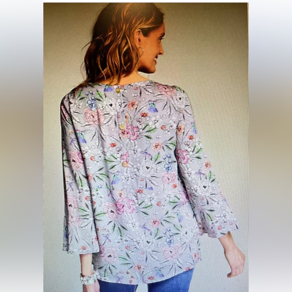 J JILL HUMMING BIRD TOP MULTI COLOR SIZE MEDIUM NWT! - Picture 2 of 6